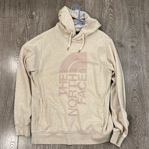 The North Face heather cream / red star design hoodie mens m (used, good)